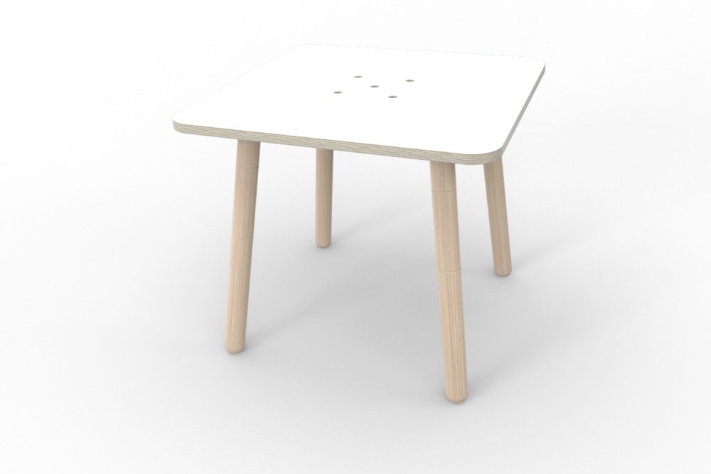 weißer kleiner quadratischer Kinderspieltisch aus Holz von pure position
