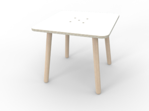 weißer kleiner quadratischer Kinderspieltisch aus Holz von pure position