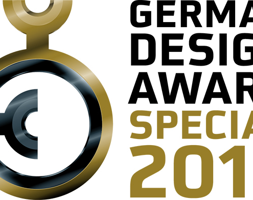 Goldener Kreis mit schwarzen Kreis in der Mitte als Logo für den German Design Award Special 2017