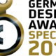 Goldener Kreis mit schwarzen Kreis in der Mitte als Logo für den German Design Award Special 2017