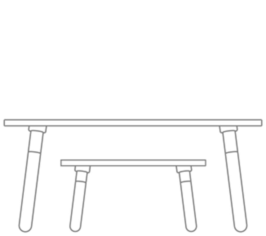 grafische Zeichnung bei growing table und beim Hocker zur Darstellung der Höhenverstellungvon pure position