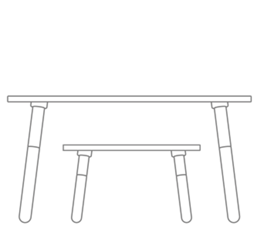 grafische Zeichnung bei growing table und beim Hocker zur Darstellung der Höhenverstellungvon pure position