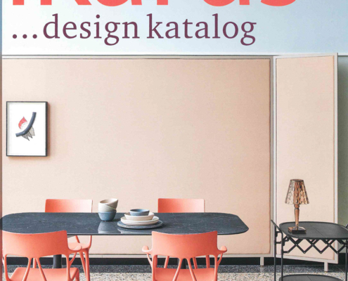 Titelbild vom Design Katalog ikarus mit einem Esstisch als Titelbild