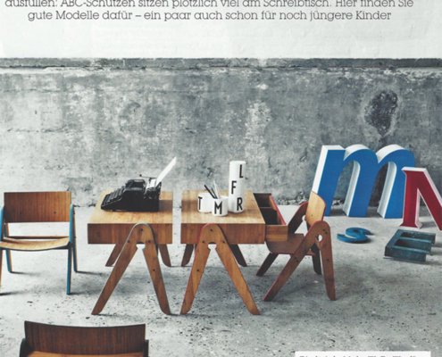 Titelbild vom Luna Magazin mit Möbeln als Titelbild und mit schwarzer Aufschrift Frisch aufgetischt