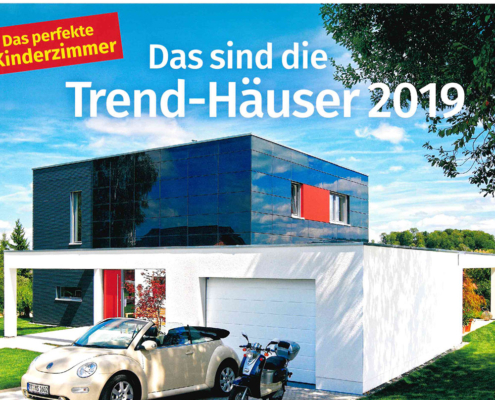 Titelbild vom Magazin mein schönes zuhause mit einem modernen Haus und einer Steingarage als Titelbild